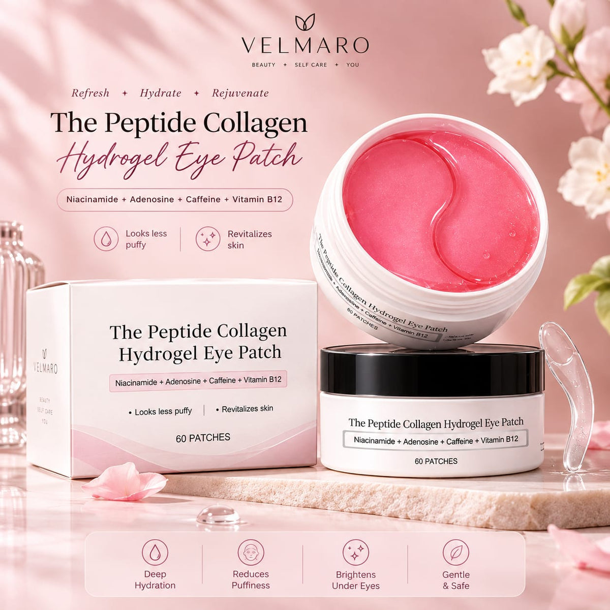 Velmaro Peptide Collagen Hydrogel Eye Mask - 60 Patches