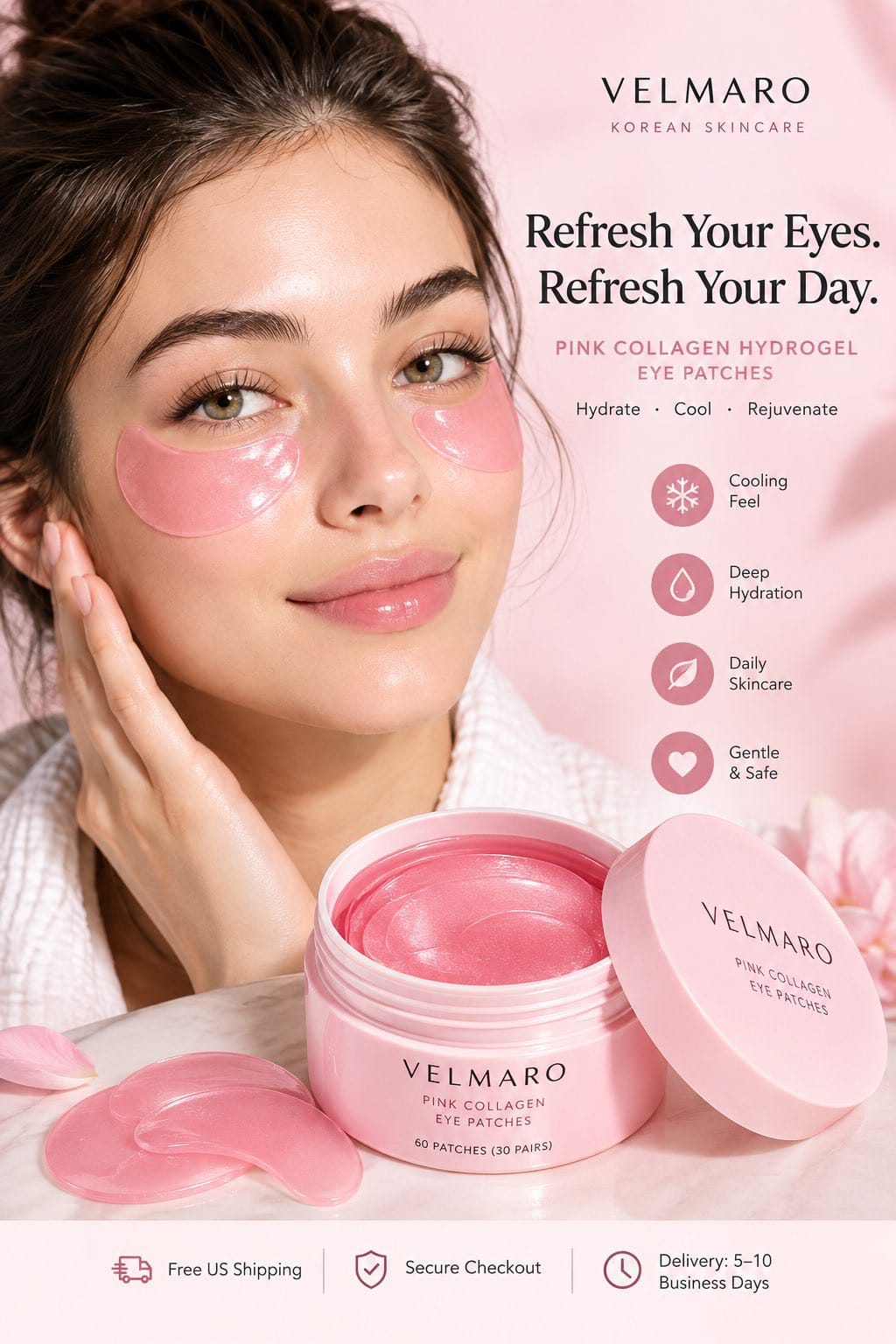 Velmaro Peptide Collagen Hydrogel Eye Mask - 60 Patches