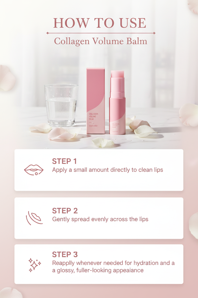 Collagen Volume Balm How to Use Infographic